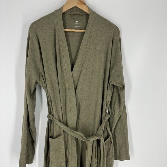 Under The Canopy Robe Size M/L Womens Sage Green Organic Cotton Lounge Maxi - Picture 2 of 7